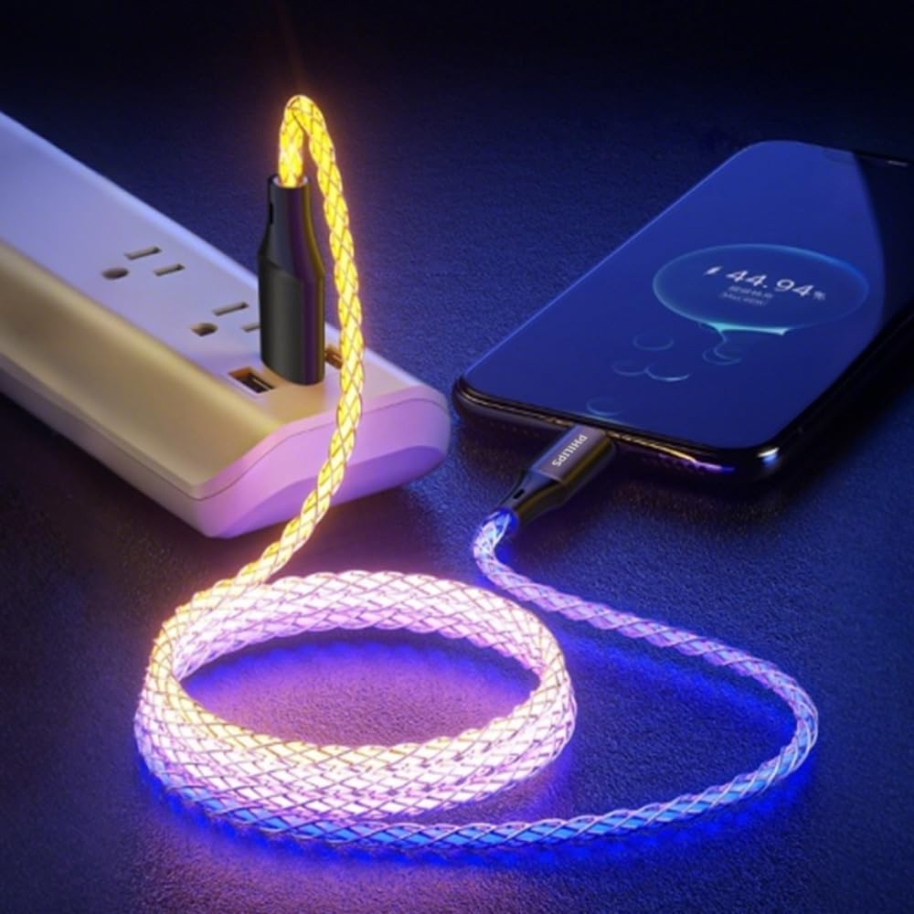 Thumbnail 4 de Philips DLC5130A USB‑C-Kabel mit RGB-Licht, 18 W Schnellladung und 1 m Datensynchronisierung