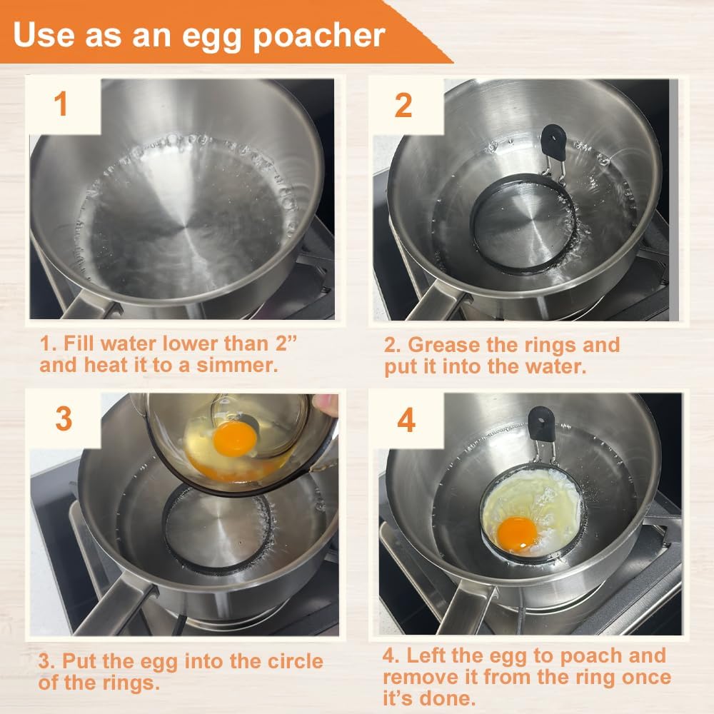 Thumbnail 5 de COTEY 3.5" Egg Rings Set Nonstick