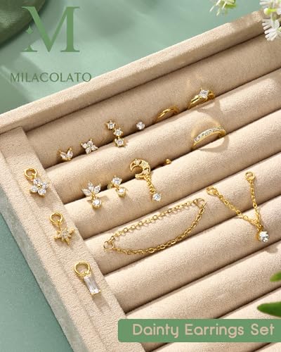 Thumbnail 6 de MILACOLATO Helix Piercing Jewellery – Flat Back Earring Set (316L Surgical Steel)