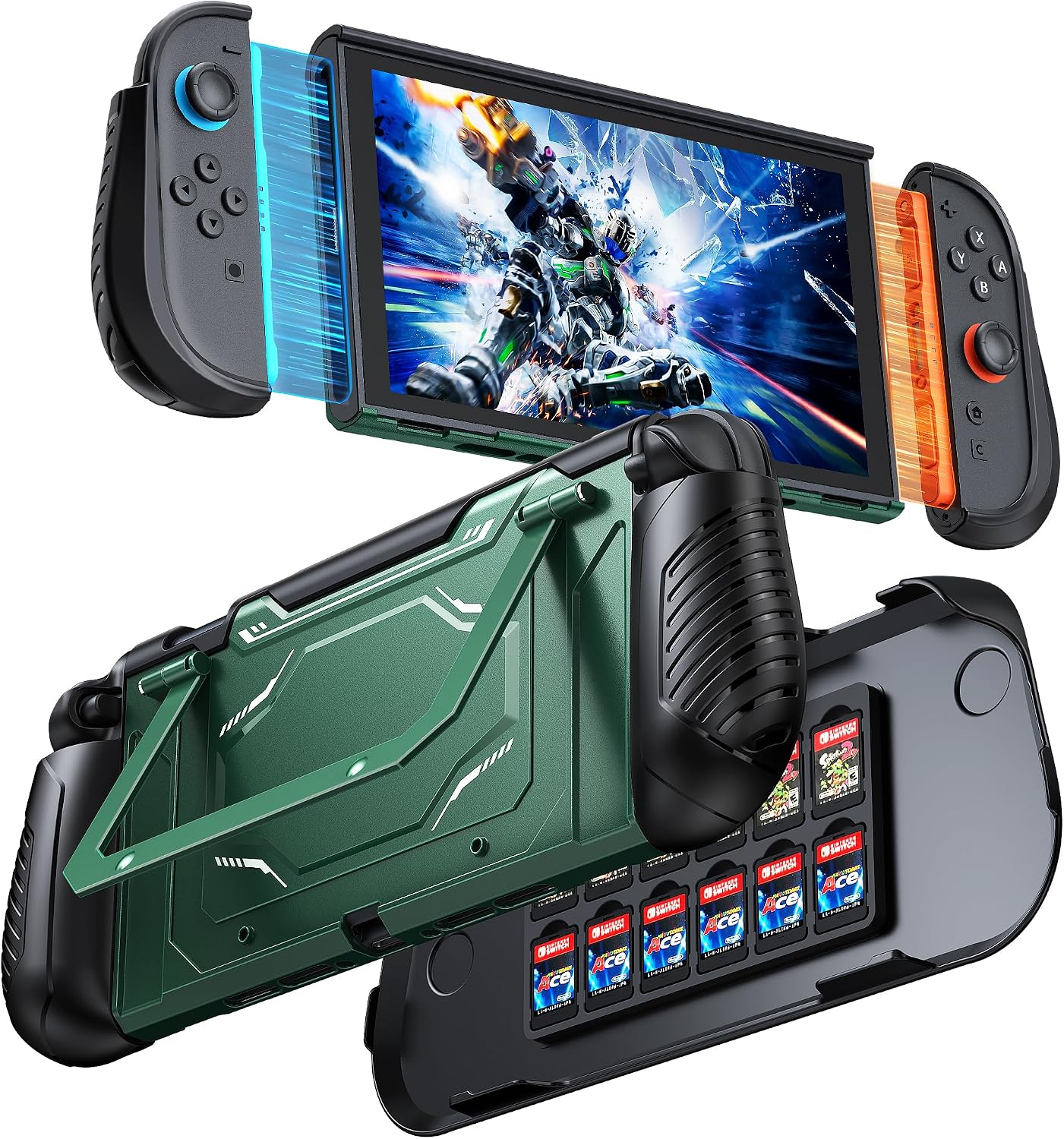Detalle de FYOUNG Dockable Protective Case for Nintendo Switch 2 with Front Cover, Kickstand and 12 Card Slots