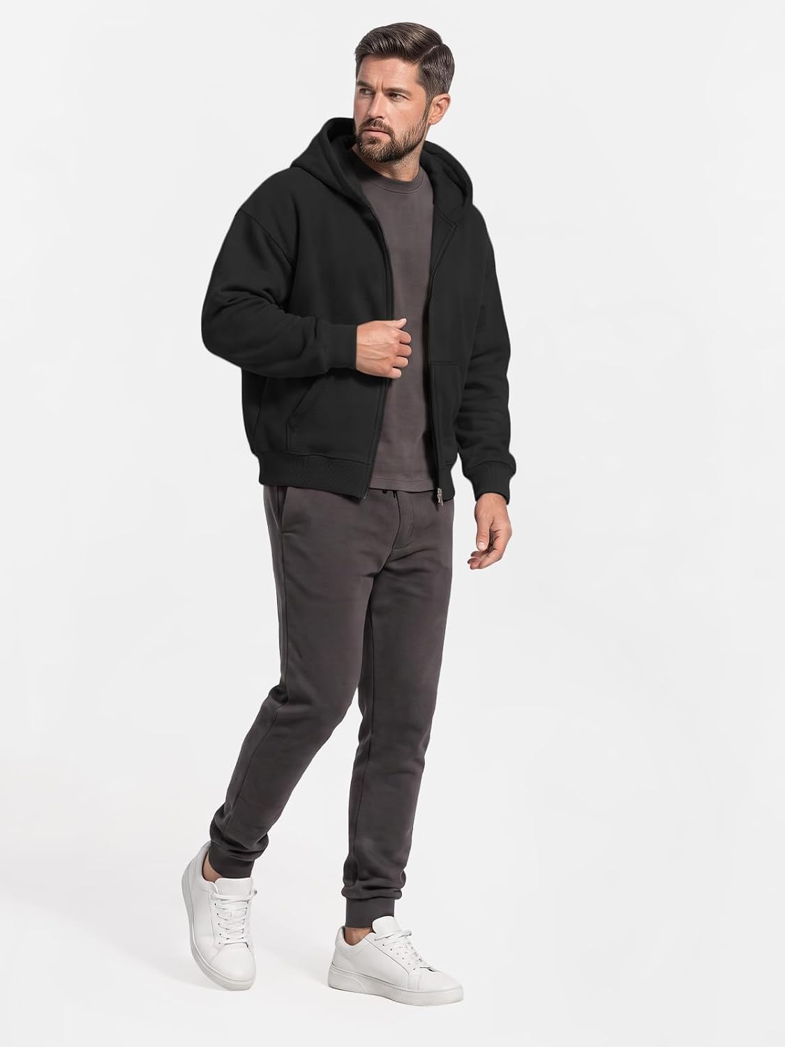 Thumbnail 5 de EFAN Men's Zip-Up Hoodie Cotton-Blend Fleece