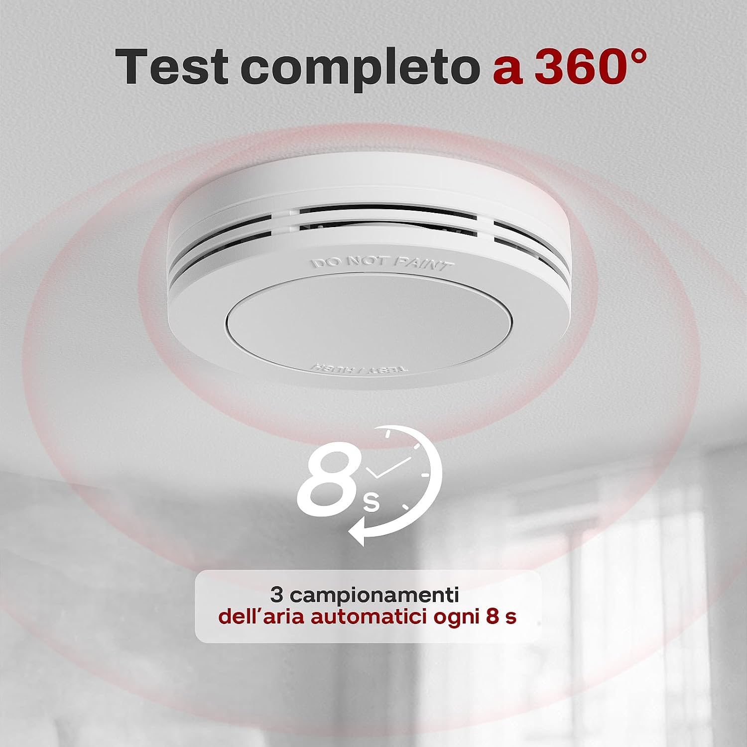 Detalle de Safeliveo Rilevatore di Fumo, Allarme Fumo 1 Pezzo, Batteria 10 Anni, EN 14604, 85 dB, senza LED lampeggiante, con cuscinetti adesivi
