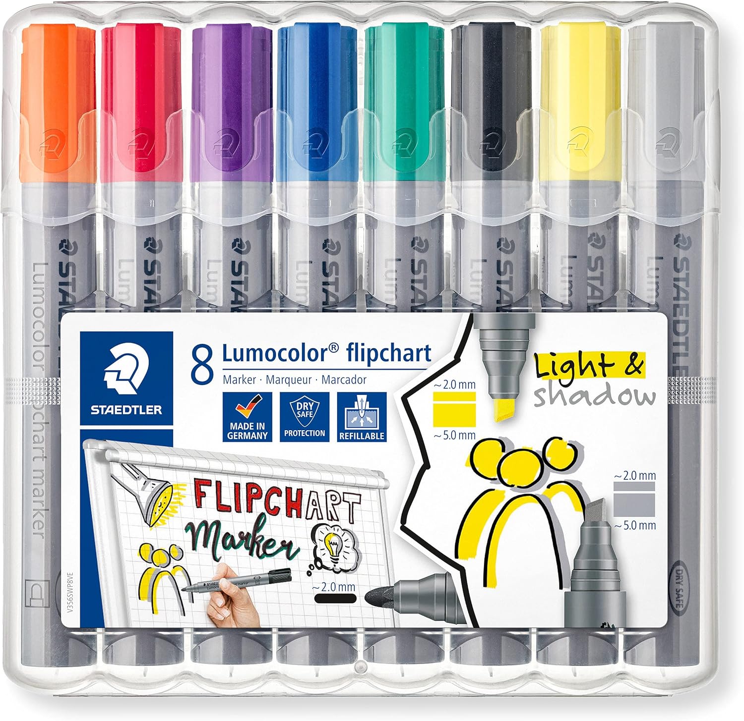 STAEDTLER Lumocolor farbintensive Schnell trocknende Flipchart-Marker in Box (356 SWP8)