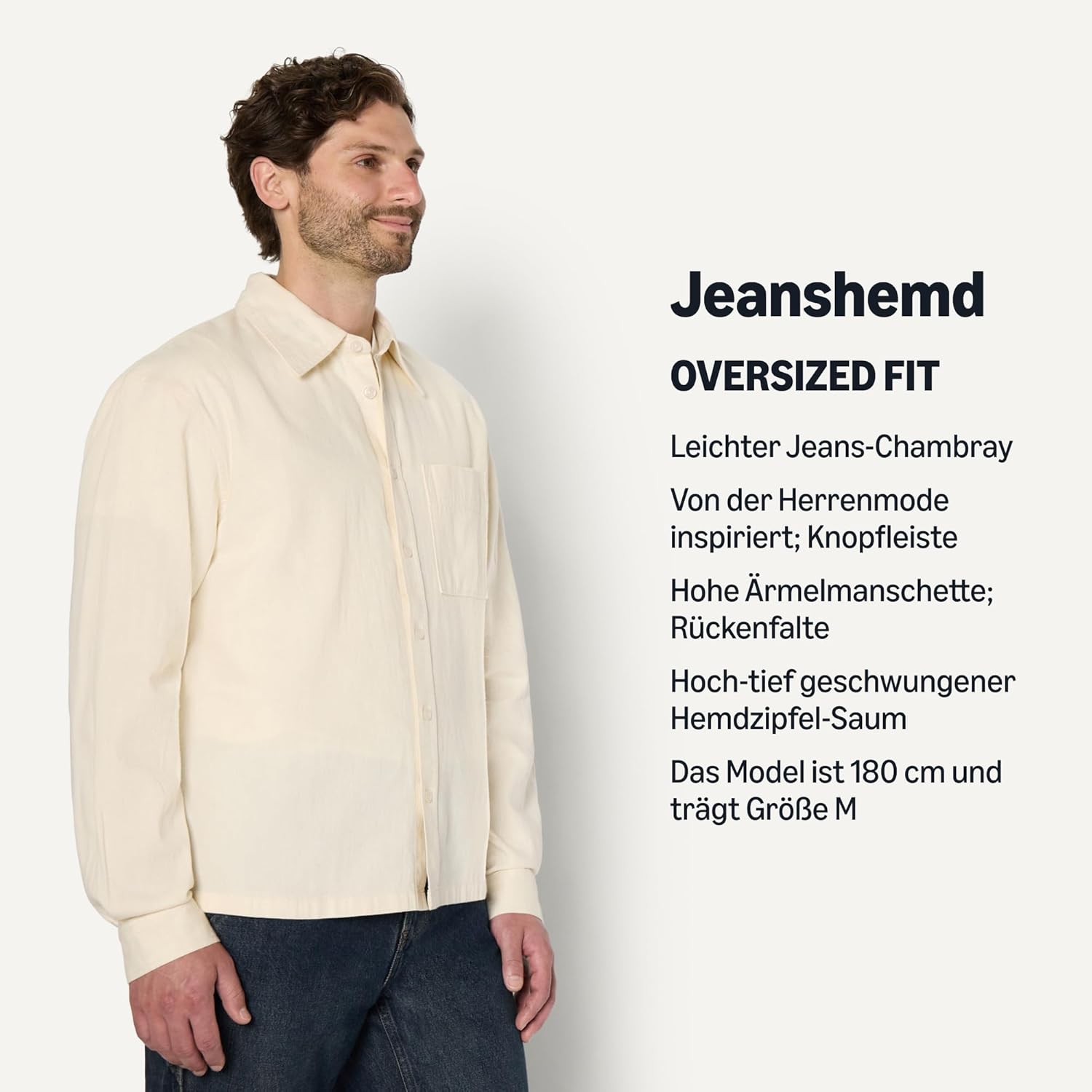 Thumbnail 3 de Amazon Essentials Herren Modernes Oversize-Button-Down-Jeanshemd (Denim Chambray, Knopfleiste)