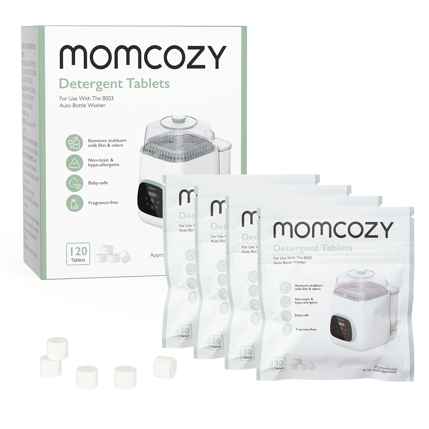Detalle de Momcozy Flaschenreiniger Waschblock 120 Tabs