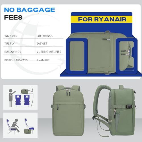 Detalle de Xkdoai Mochila de Cabina 40x30x20 cm, 20L y Antirrobo para Ryanair/Wizz Air/EasyJet