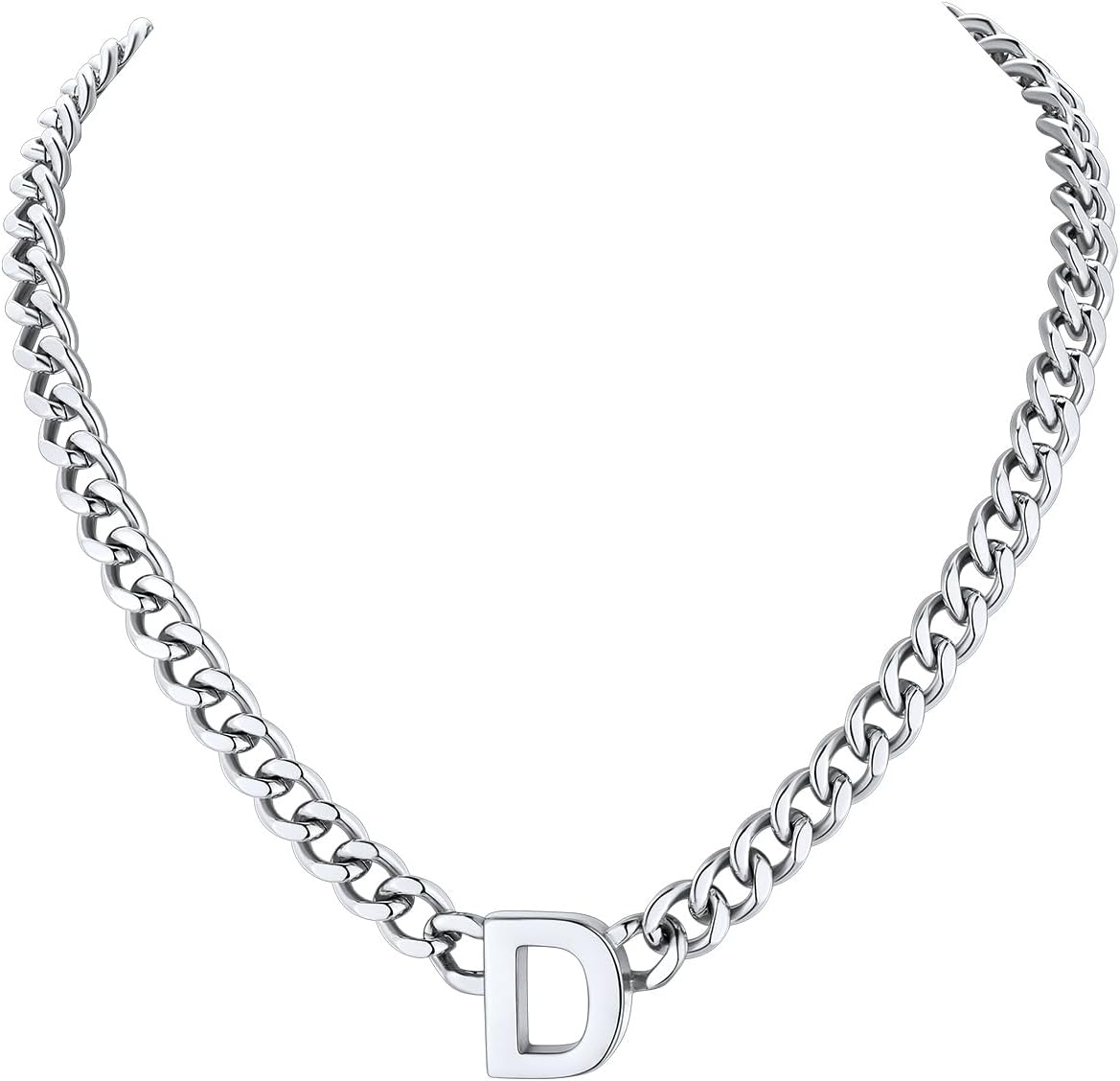 Detalle de Richsteel Initial Halskette A-Z Kuban Link – Personalisierbare Edelstahl-Kette mit Initialen
