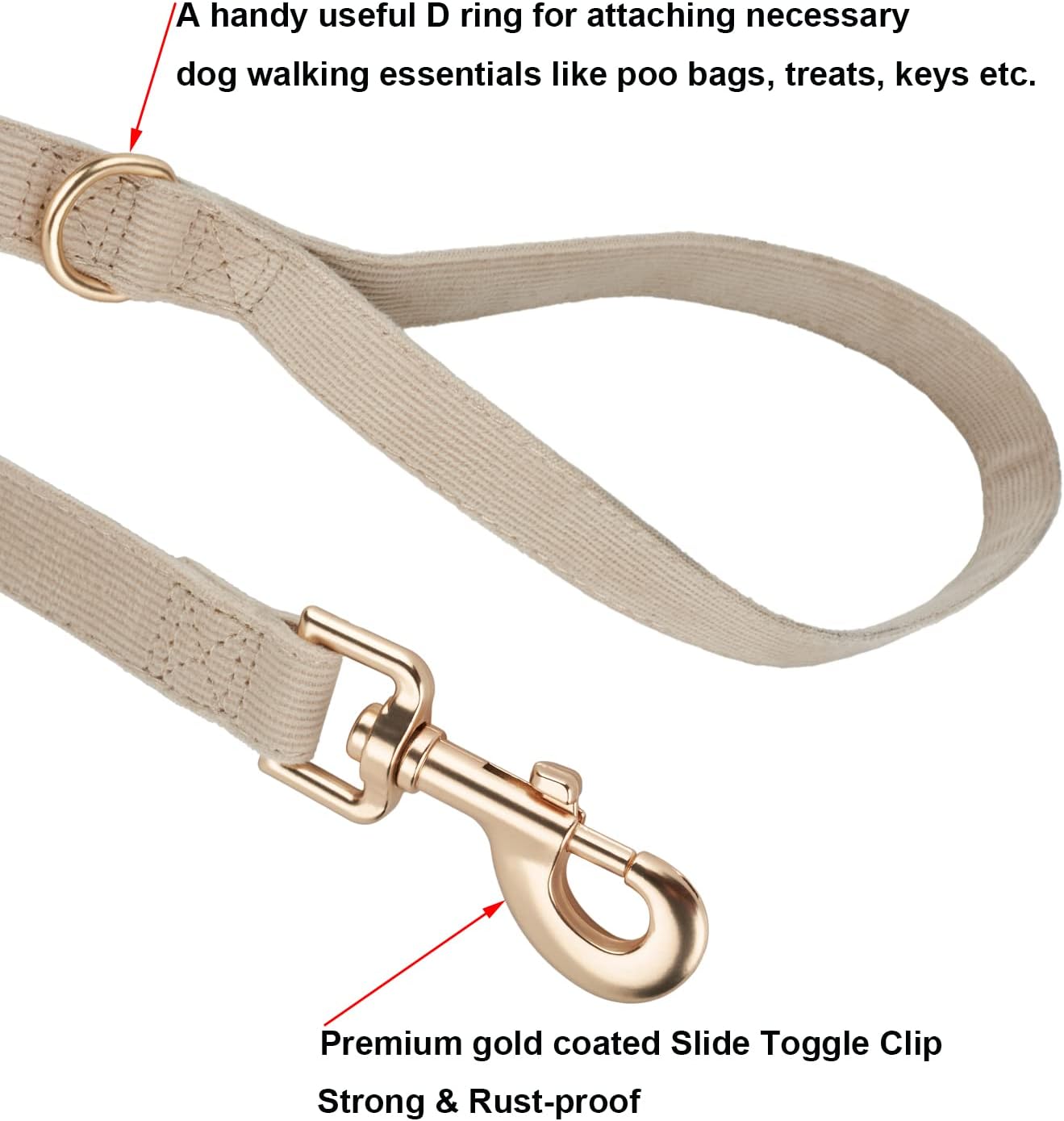 Thumbnail 5 de YUDOTE Dog Collar and Lead Set Small (S) in soft corduroy – cream white