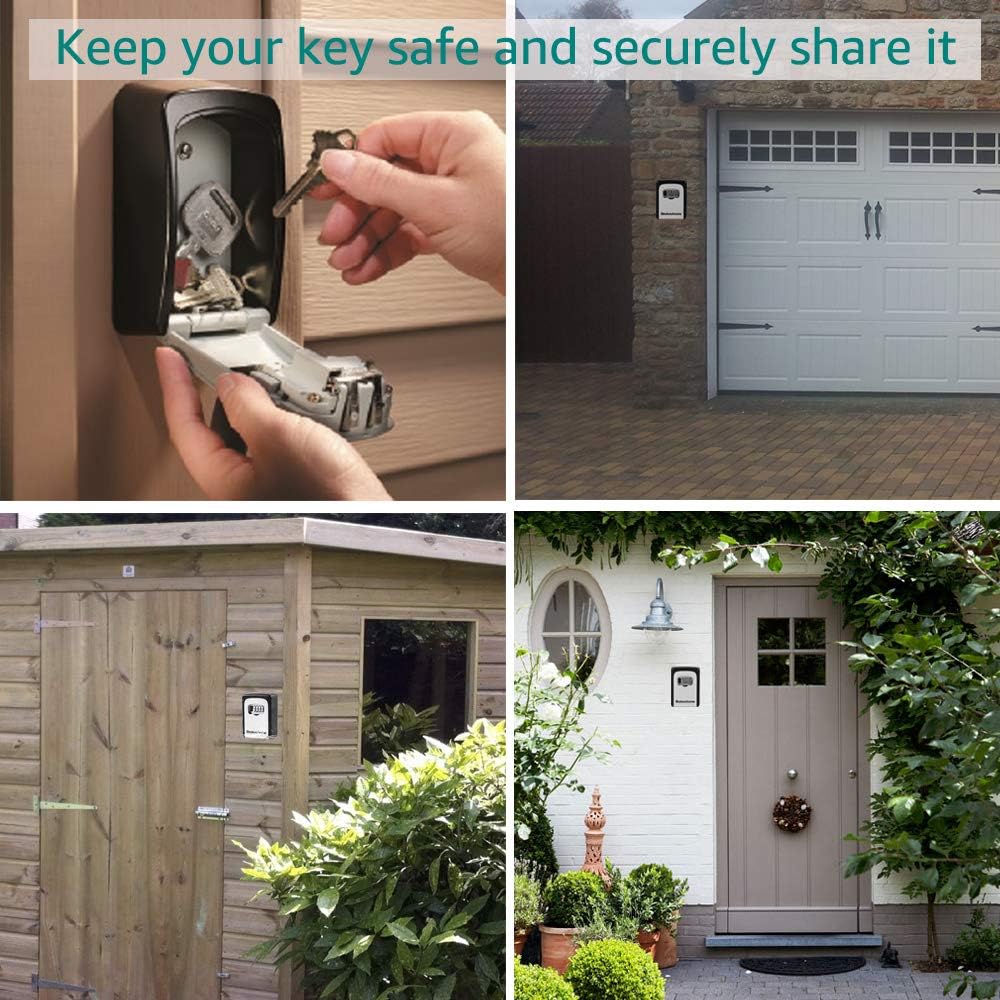 Detalle de BeskooHome Key Safe Wall Mounted Lockbox with Weather-Resistant Zinc Alloy body