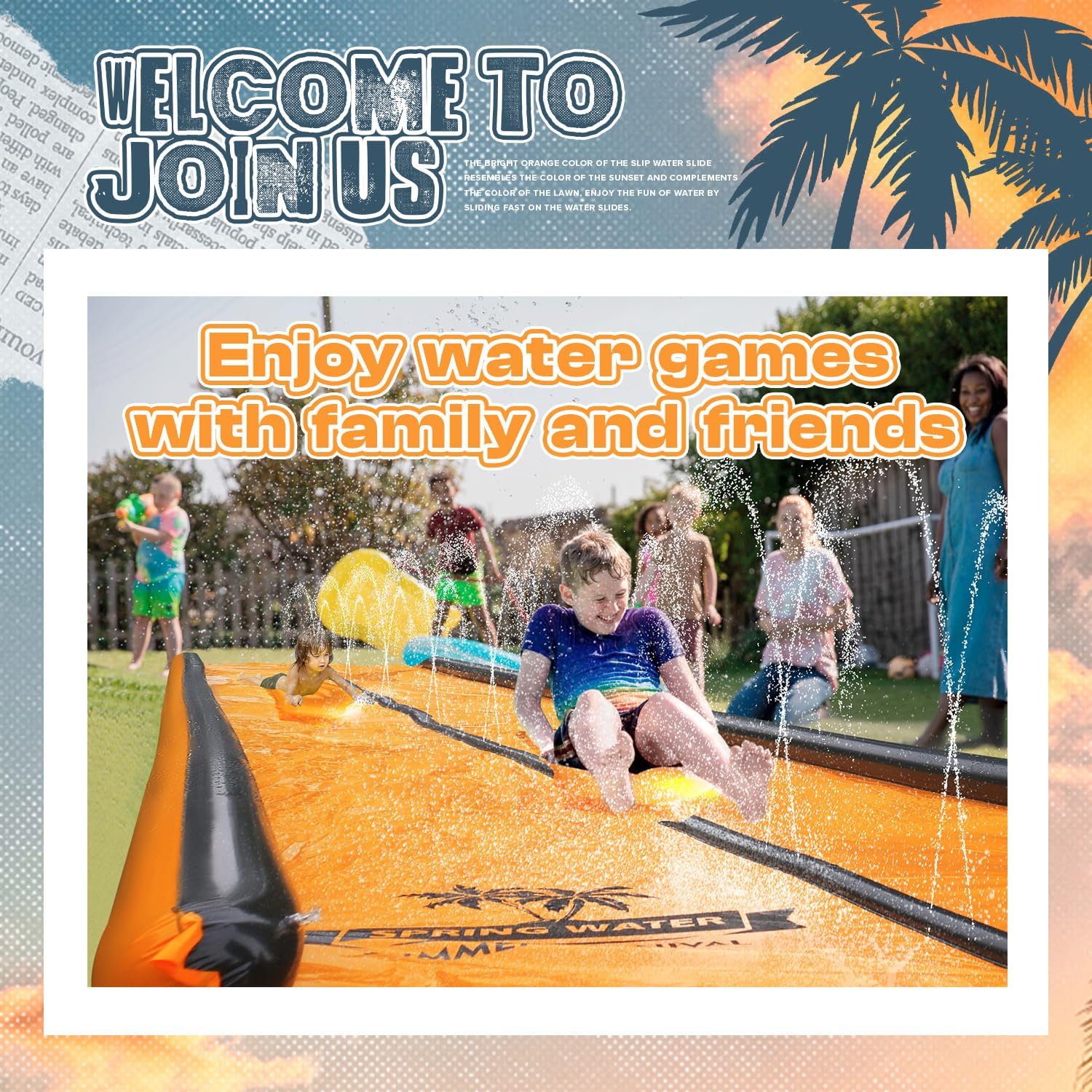 Detalle de Slip and Water Slide for Kids and Adults: Extra Long Backyard Wet Fun