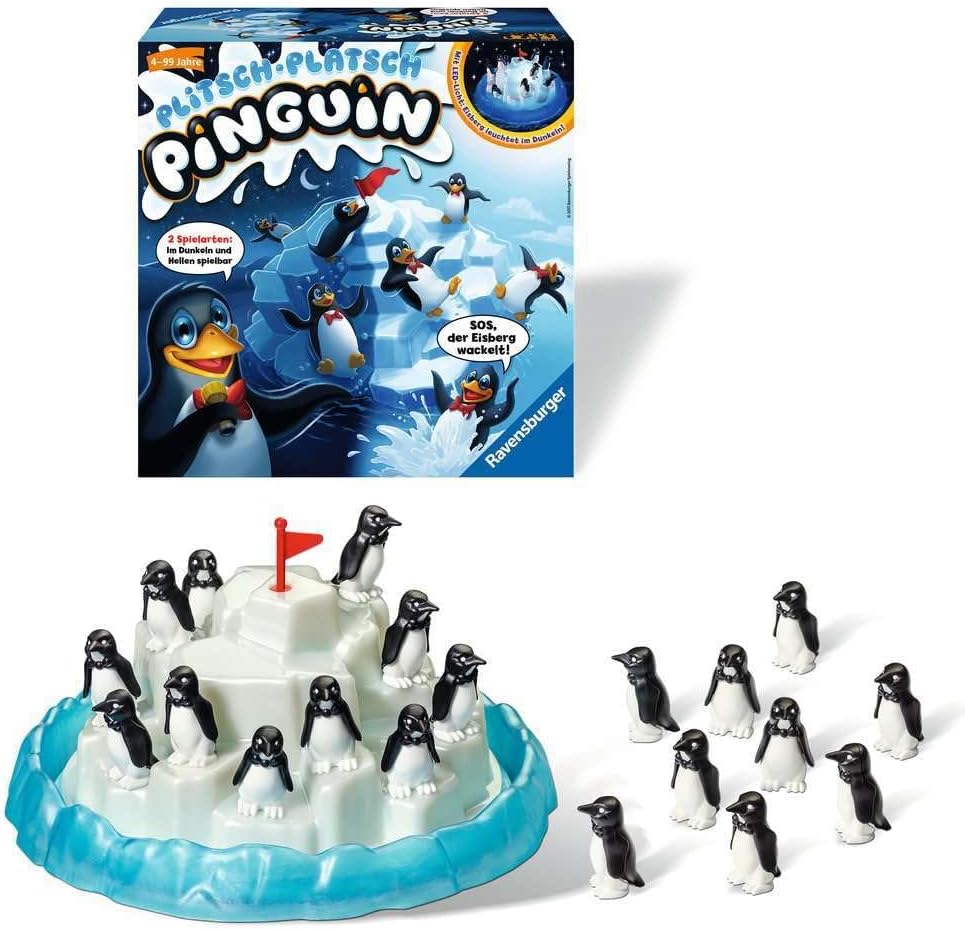 Detalle de Ravensburger 21325 Plitsch Splash Penguin behendigheidsspel met ledlamp