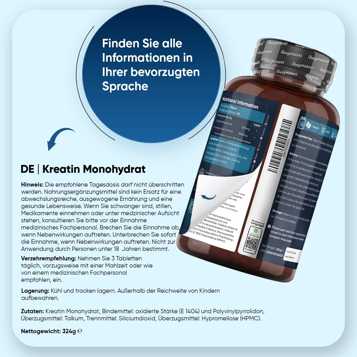 Thumbnail 3 de WeightWorld Creatin Monohydrat 3000 mg Tabletten