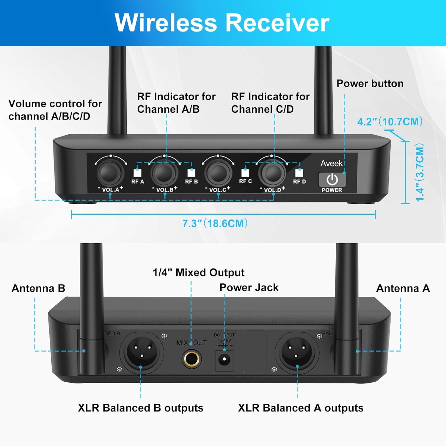 Thumbnail 6 de Aveek PRO-06 4-Microphone Wireless System with 262-Foot Range
