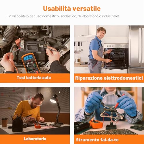 Detalle de ULTRICS Multimetro Digitale: tester AC/DC, Corrente DC e Ohm con prova di diodi e transistor