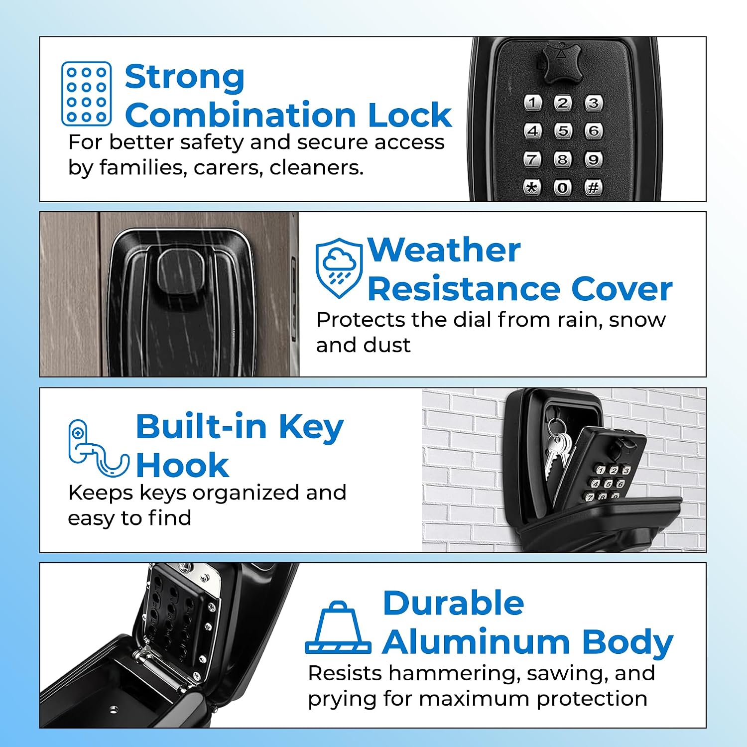 Thumbnail 3 de XShield 12-digit Combination Key Safe: Wall-mount Weatherproof Lock Box with Large Capacity