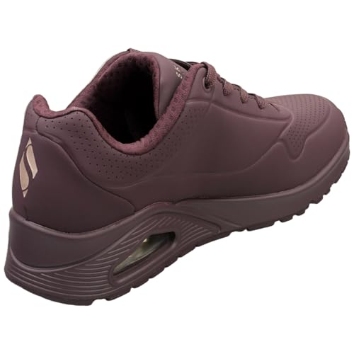 Detalle 2 de Skechers Damen Uno Stand On Air Trainers – Burgundy Duraleather / Mesh, Größe 38 EU