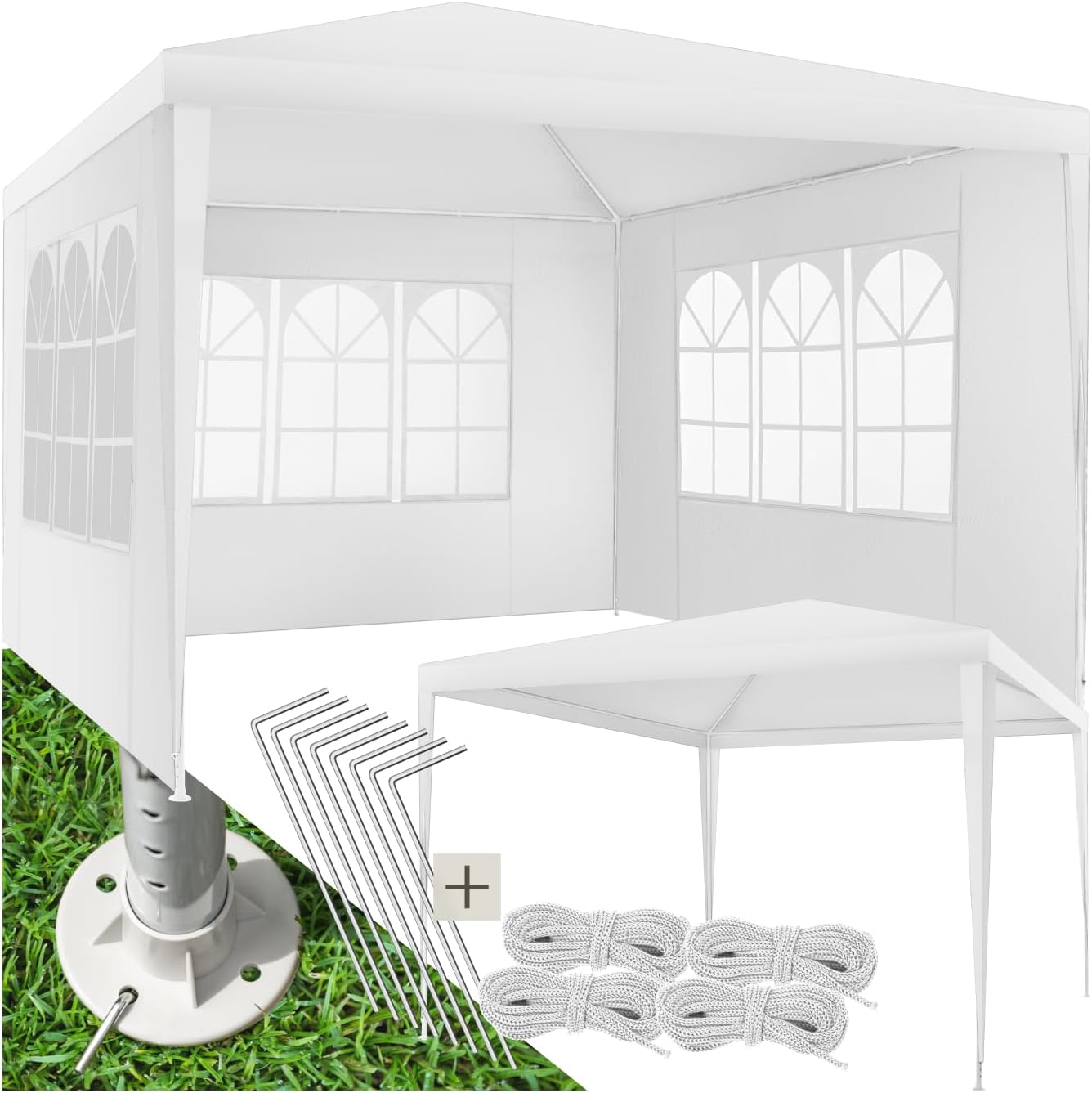 Detalle de tectake 405963-2 paviljong 3 x 3 m med avtagbara sidoväggar och UV-skydd