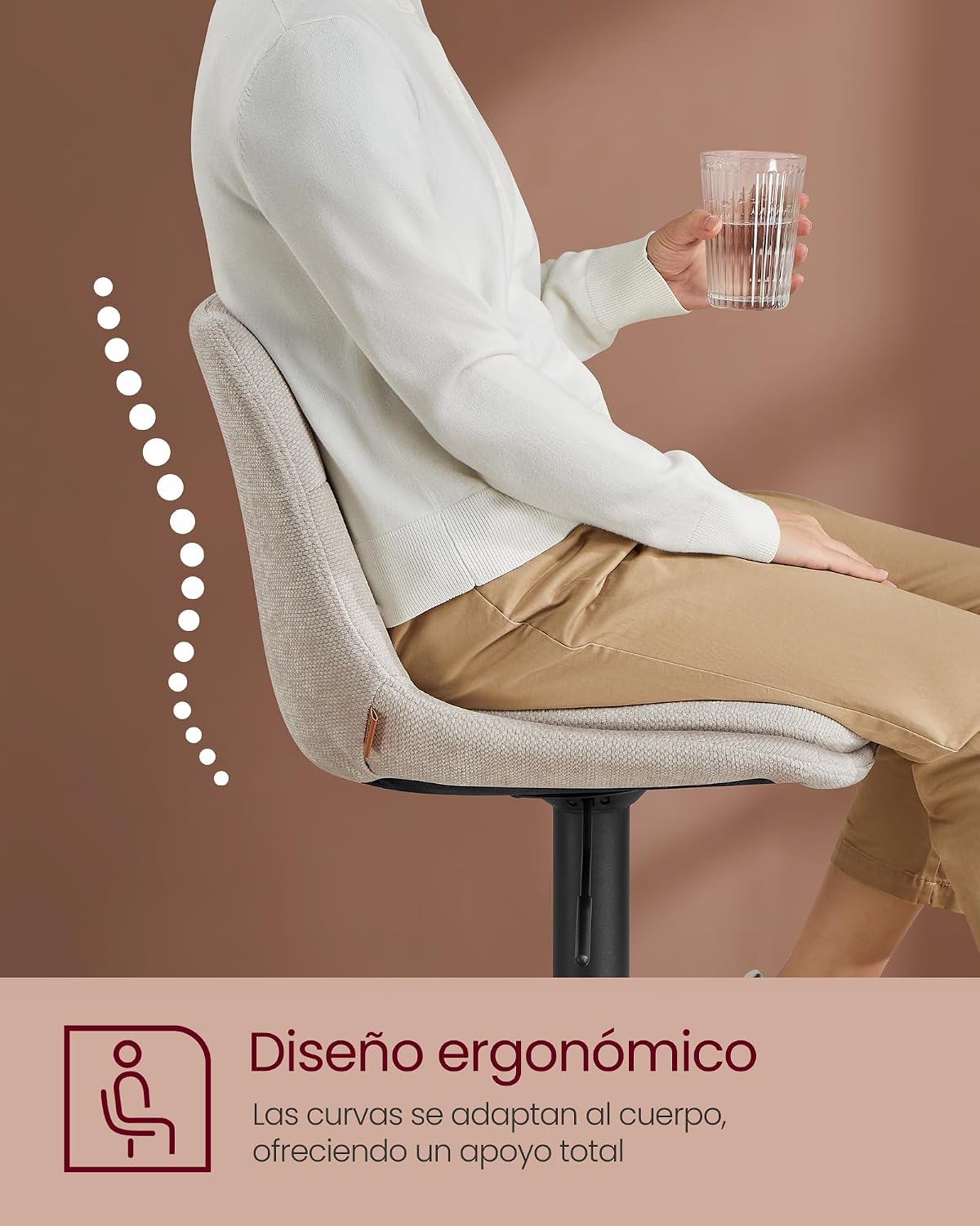 Detalle 2 de VASAGLE LJB095K01 taburetes de bar 62–84 cm