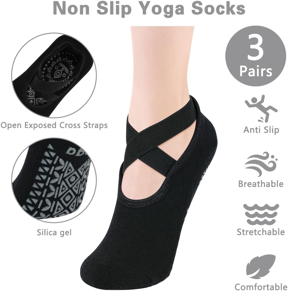 Detalle de Calzini antiscivolo yoga donna Flintronic: comfort, stabilità e stile per Pilates, danza e fitness