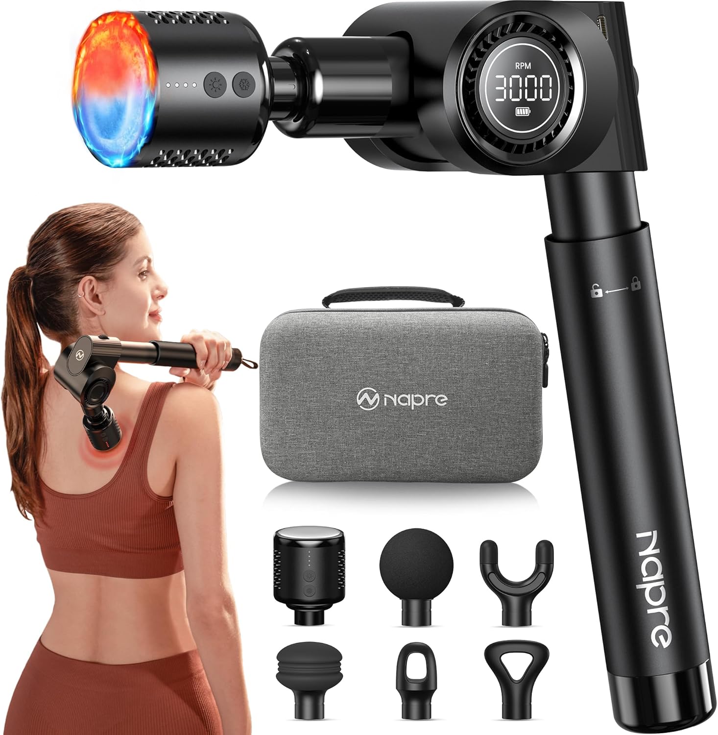 Detalle de Napre Massagepistole mit Wärme und Kälte 2500 mAh