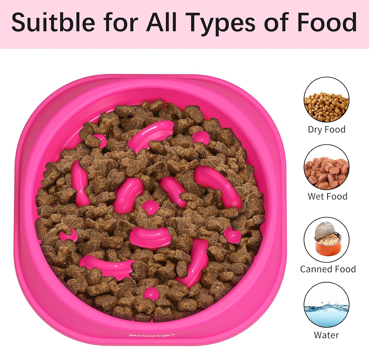 Detalle de Mateeylife Hundenapf – Anti-Schlingen Slow-Feeder für Kleine Hunde und Katzen, Rosenrosa