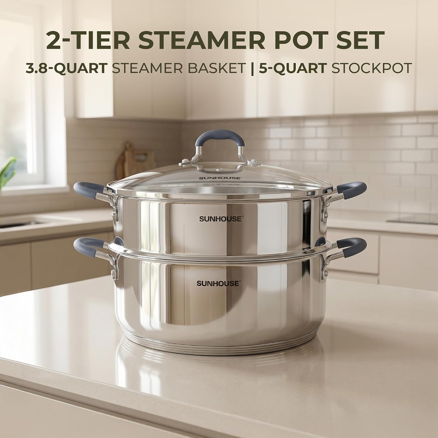 Detalle 2 de SUNHOUSE 4.6 Quart Steamer Pots