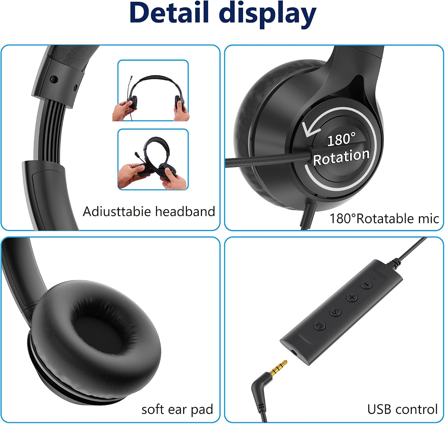 Detalle 2 de Rebocico USB headset 2-in-1 for calls