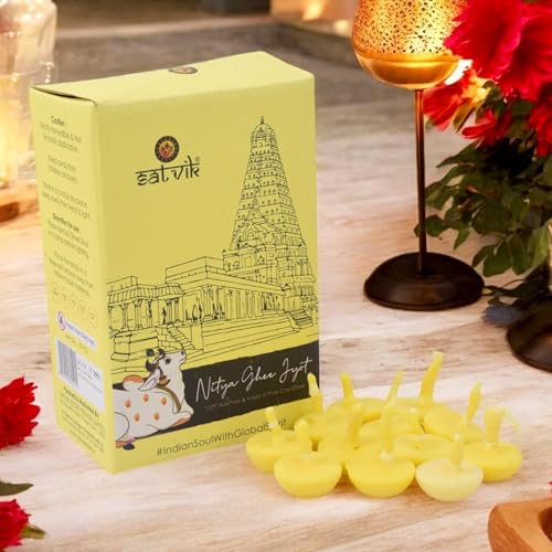 Satvik Pure 50 Pc Cow Ghee Wicks – Ready-made Cotton Wicks for Puja