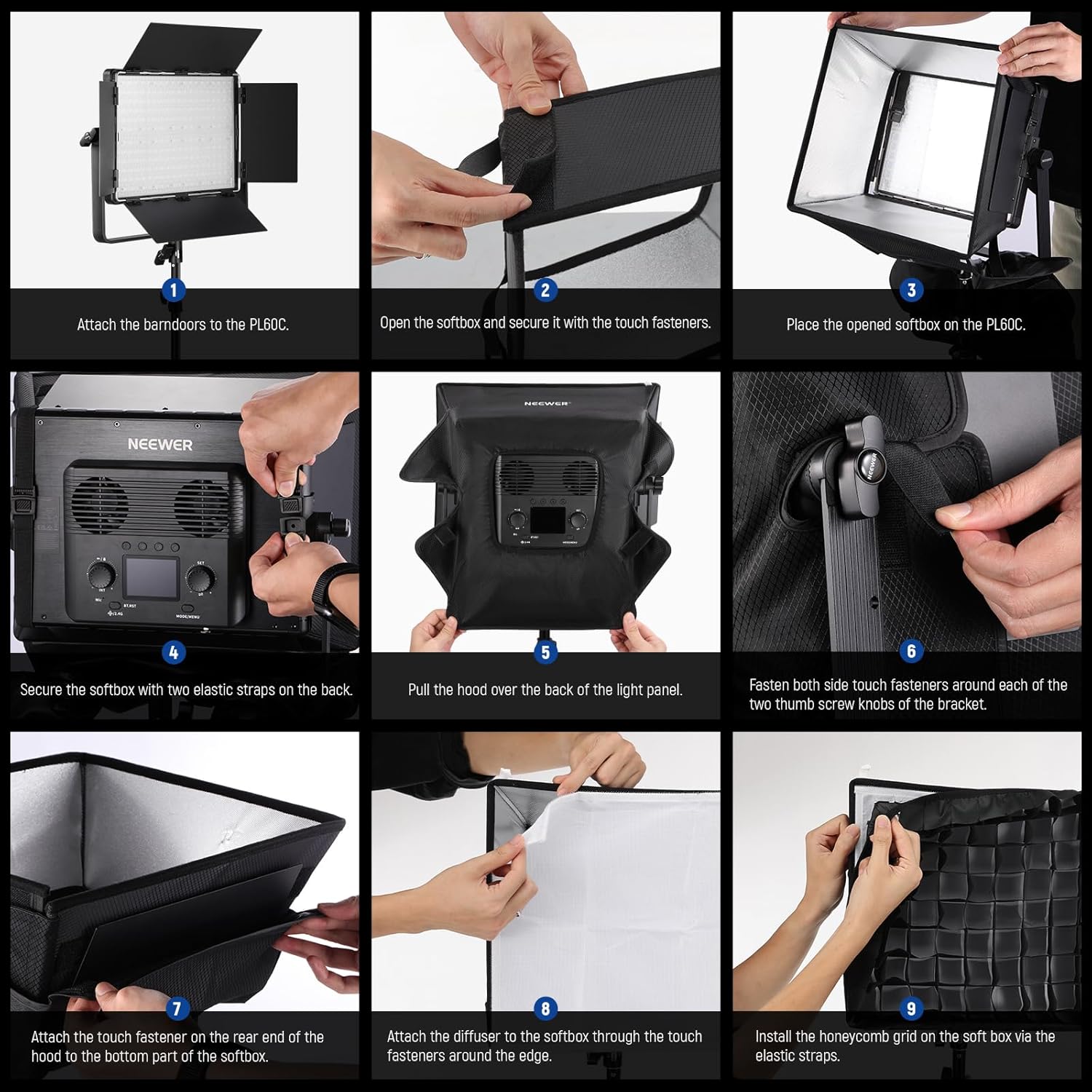 Detalle de NEEWER Upgraded Softbox Diffuser for PL60C RGB LED Video Light Panel (NS6S)