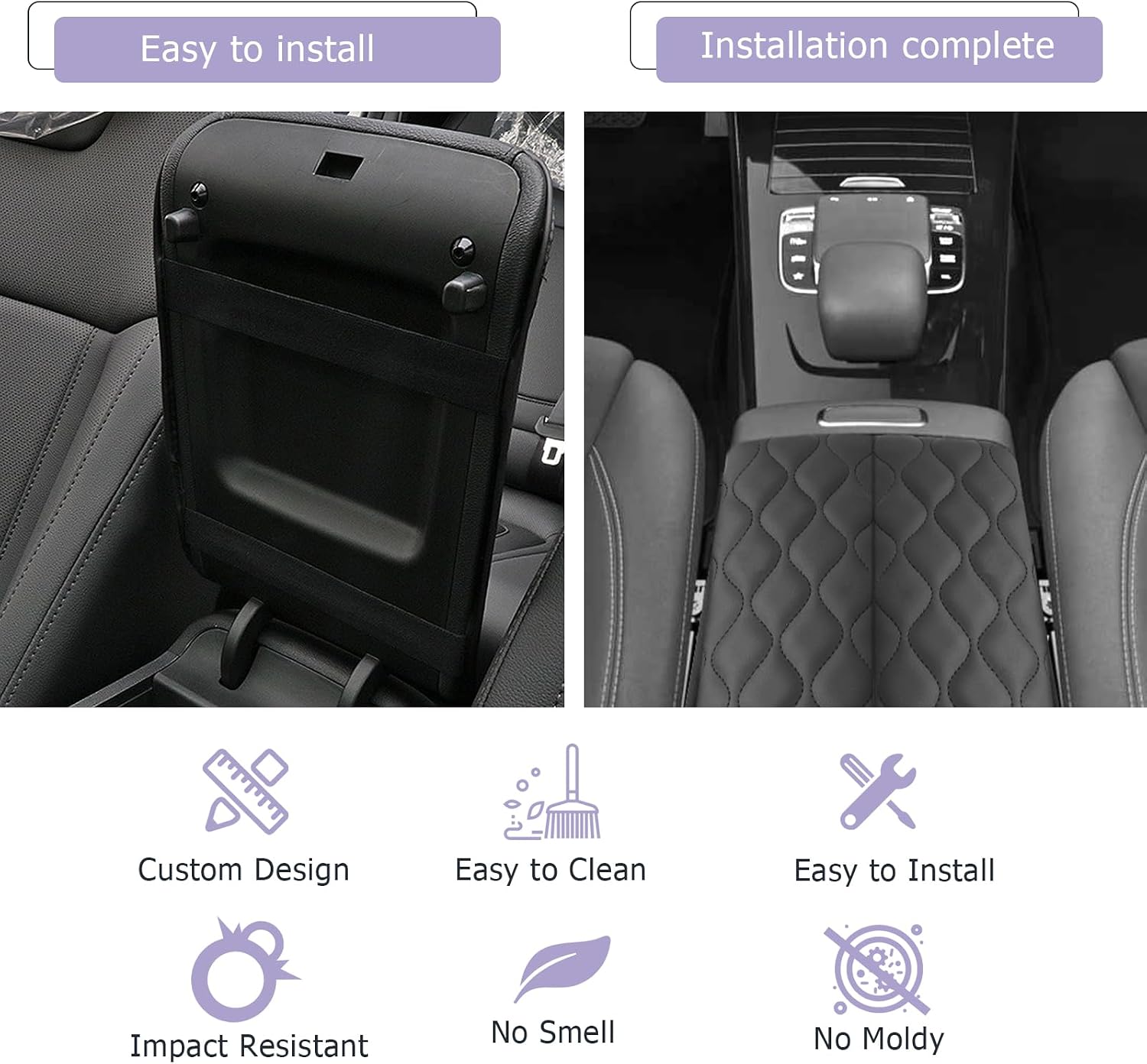 Detalle de LUWU Leather Armrest Pad for Mercedes-Benz A-Class W177 / GLA H247 / CLA C118 / EQA (2023–2024) – Practical Interior Accessory