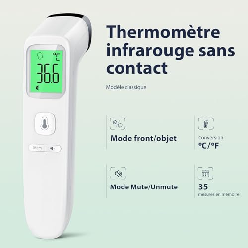 Detalle 2 de Viproud Thermomètre Frontal Sans Contact – Mesure rapide et fiable pour toute la famille
