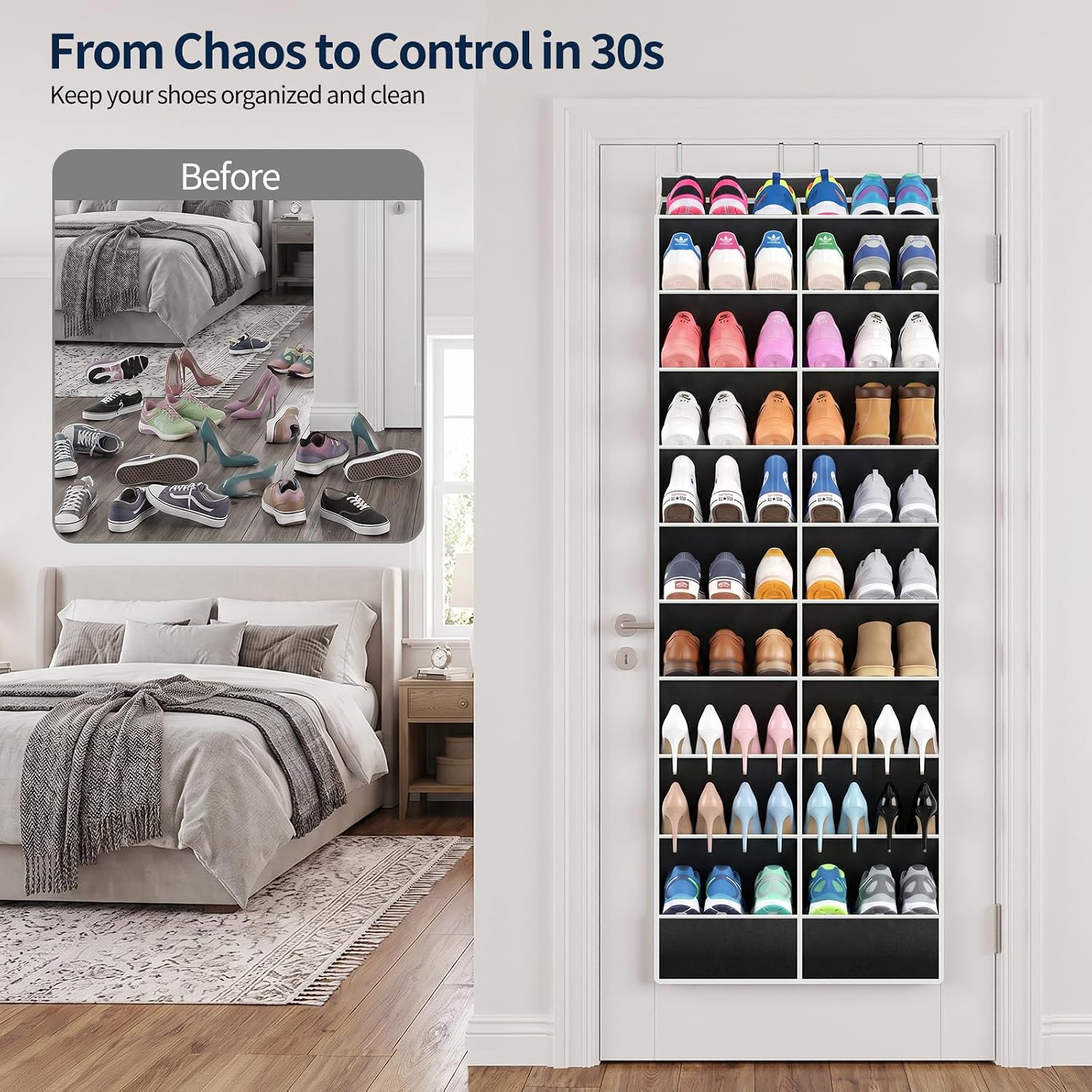Detalle de Yecaye Over-the-Door Shoe Organizer, 30-Pair
