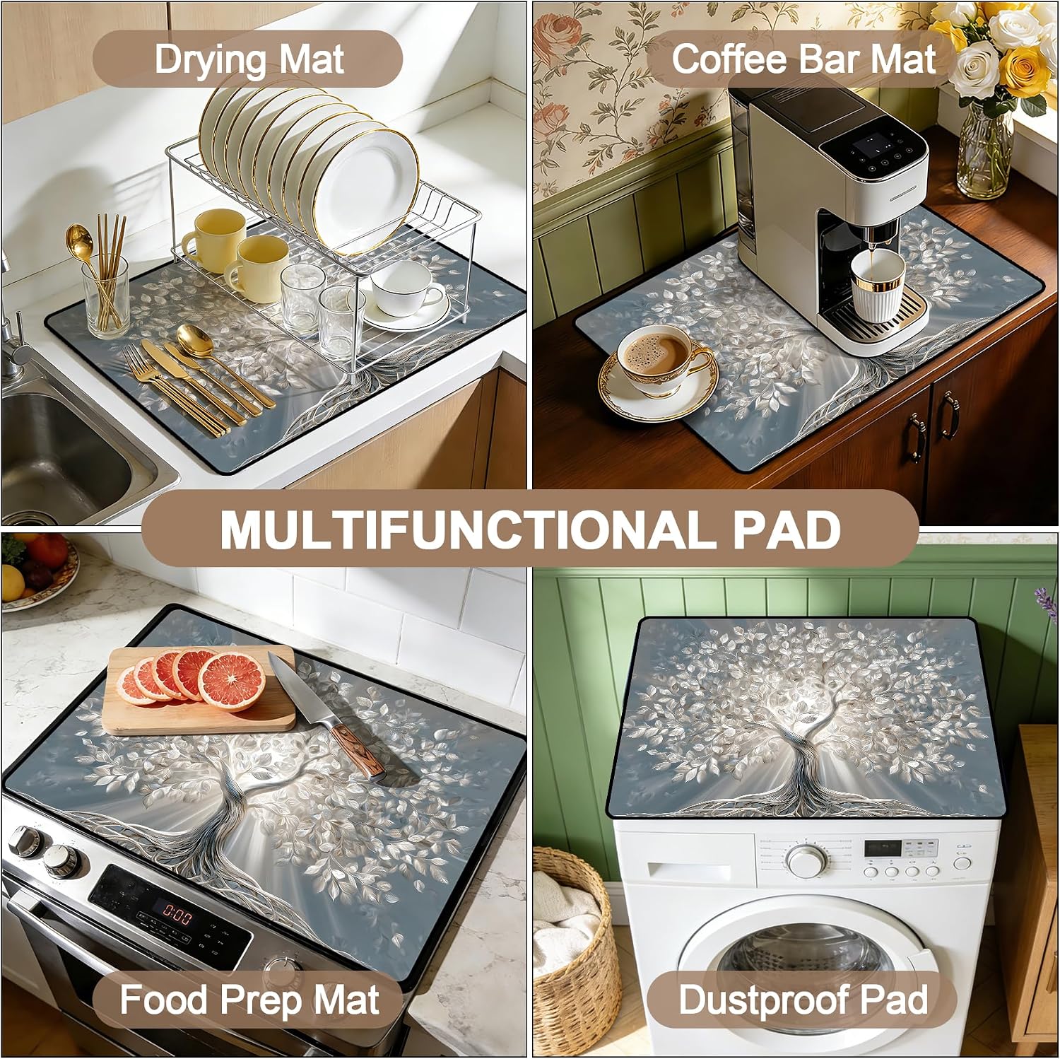 Detalle de AOHMPT STC Stove Cover Mat, Non-Slip Drying Mat, Colorful1, 28.5 x 20 Inch