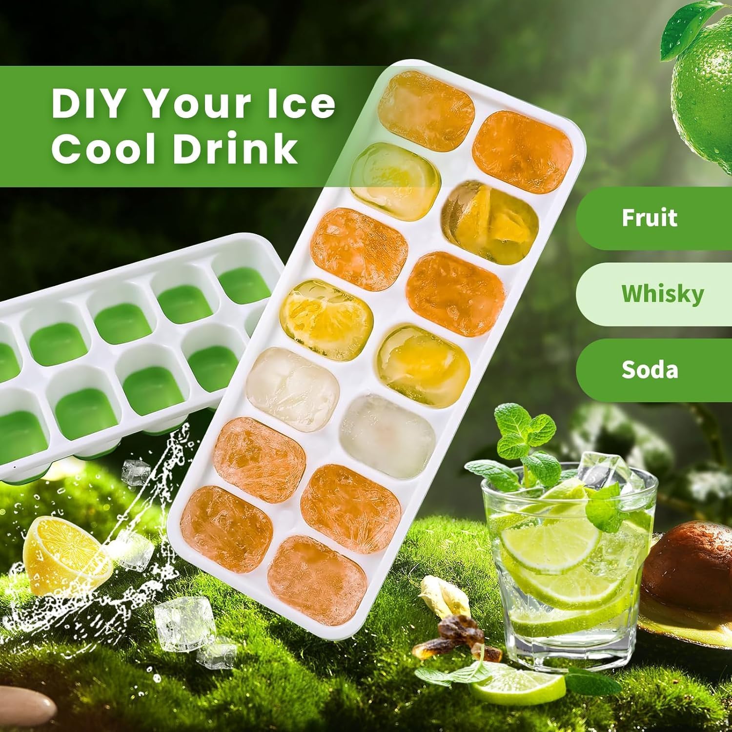 Detalle de Ice cube trays, reusable silicone 56 cubes