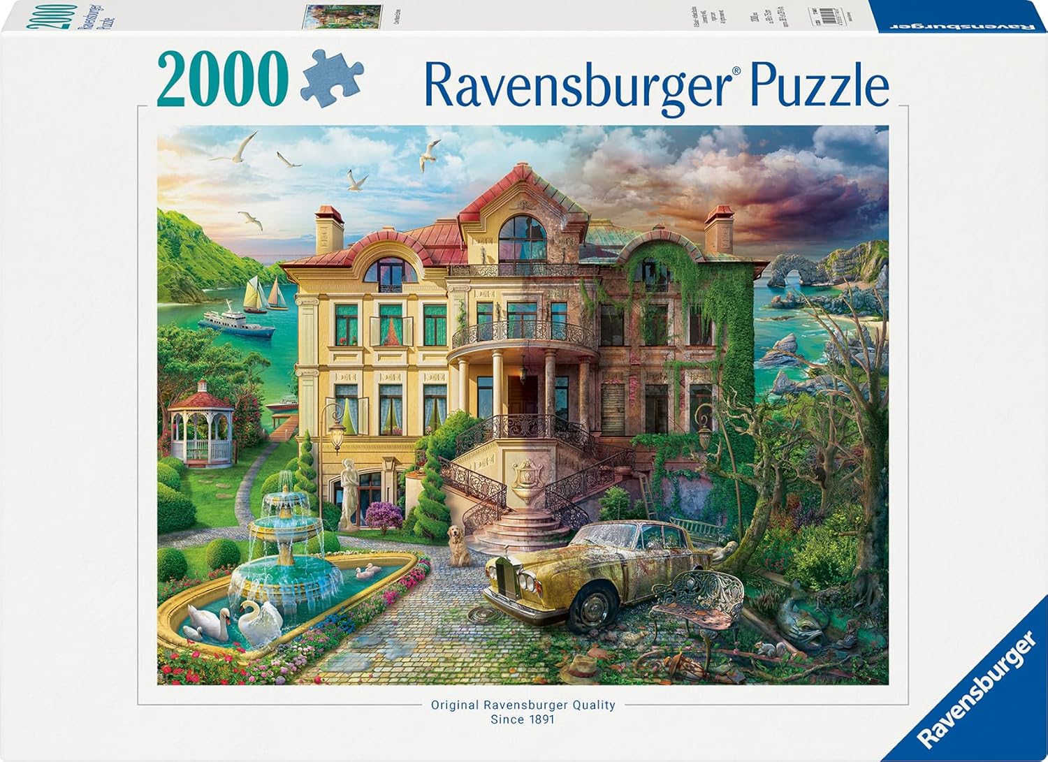 Detalle 2 de Ravensburger Now & Then, Cove Manor Echoes 2000 Piece Jigsaw Puzzle