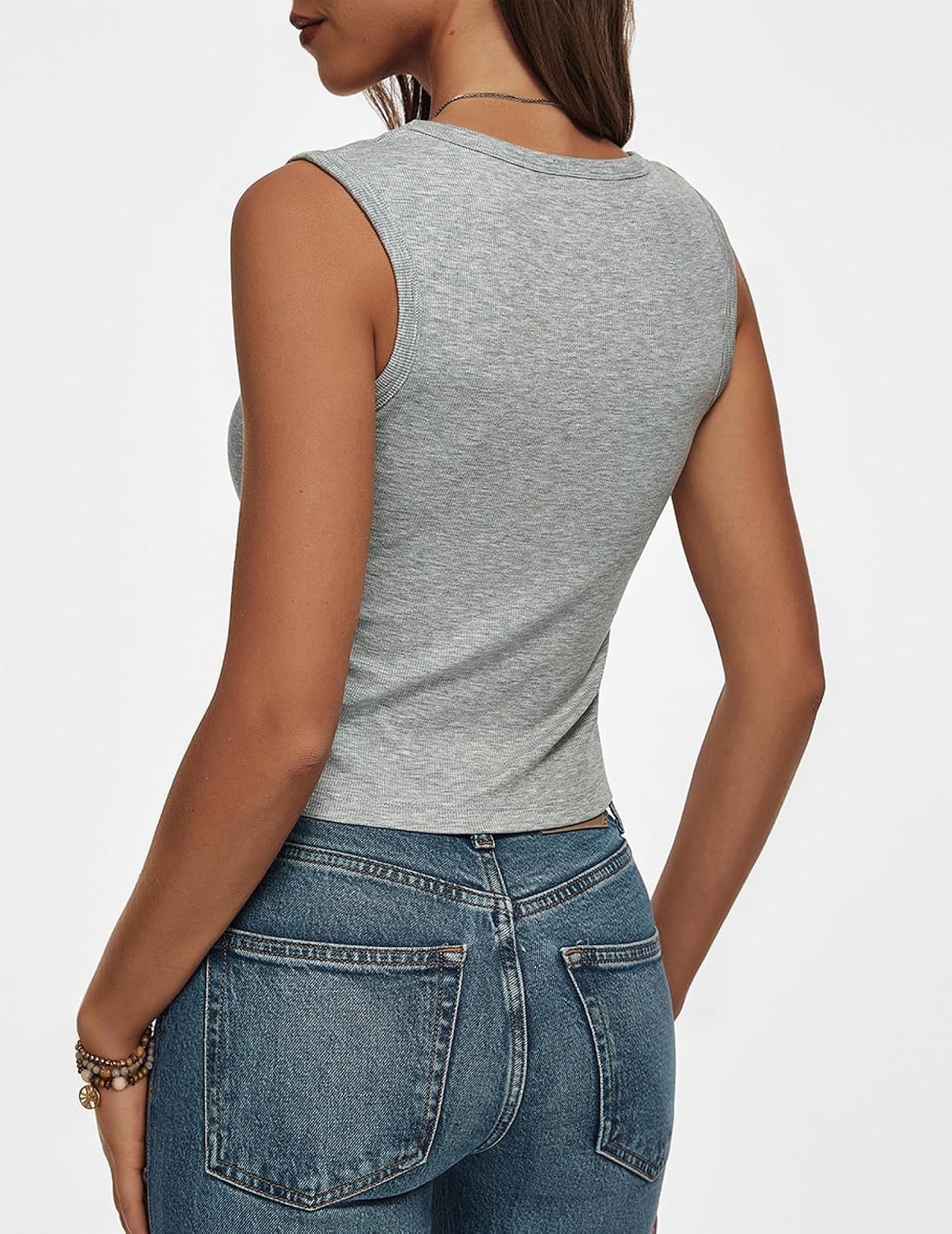 Detalle de Women Wide Strap Ribbed Cropped Tank Tops – 2026 Summer Trend