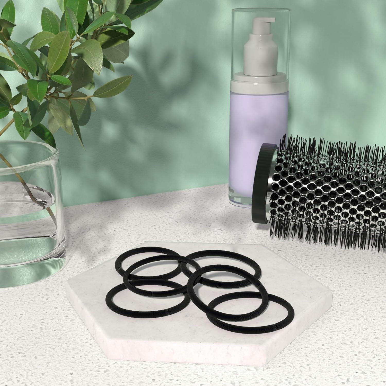 Detalle de Amazon Basics Black Ponytail Holders (0.15-inch elastic hair ties), 32-pack