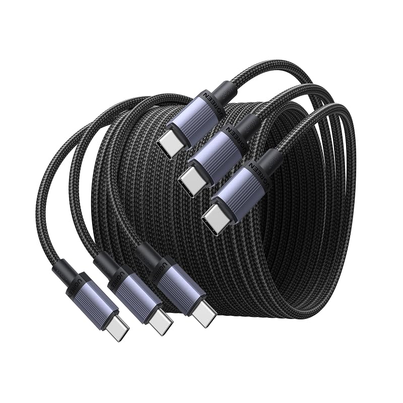 Detalle de UGREEN 65907P3 240W USB-C to USB-C Cable 3-Pack, 3.3 ft Braided