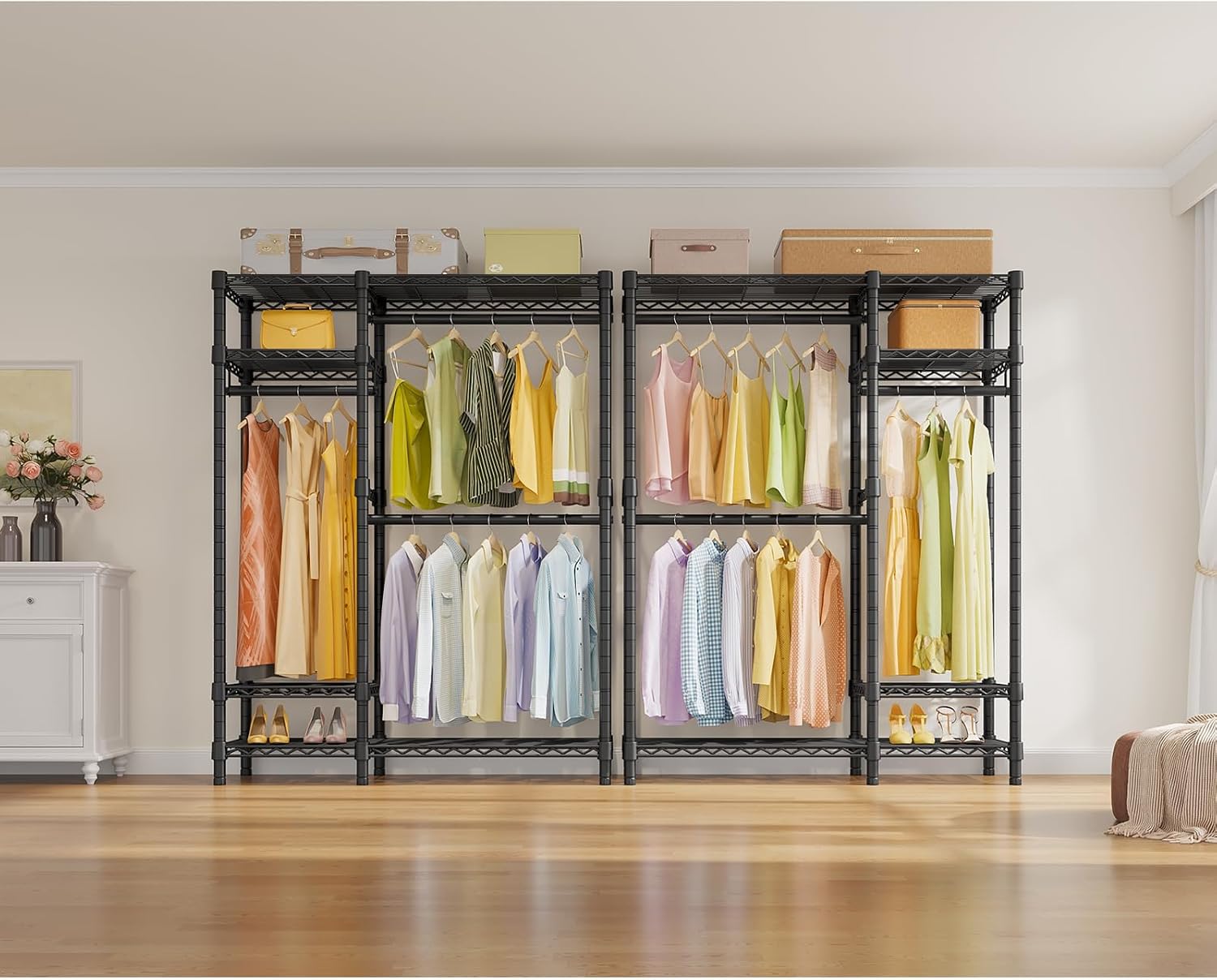 Detalle de VIPEK V2S Garment Rack with 4 Adjustable Shelves and 3 Hanging Rods