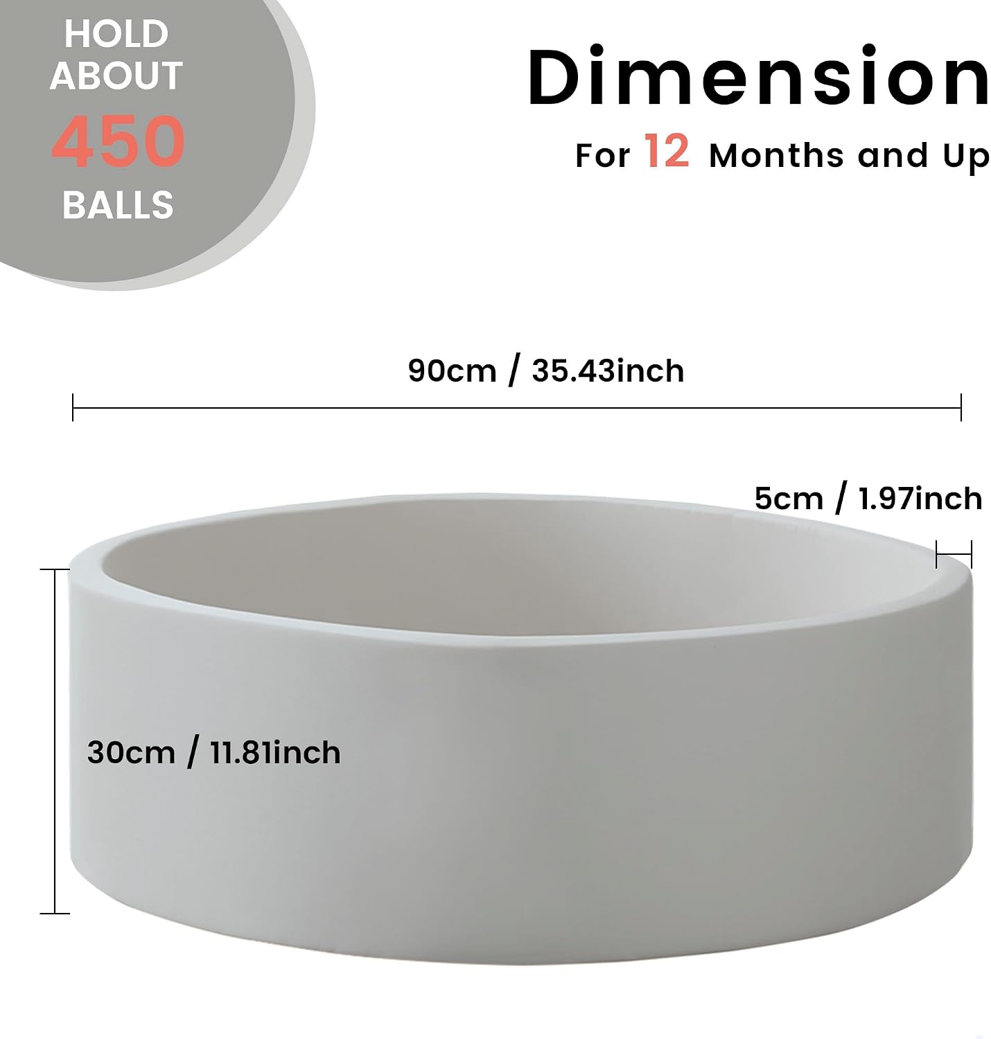 Detalle de Zedachica Ball Pit 35.43" x 11.81" Grey