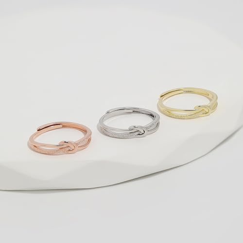 Detalle de Meissa Knotenringe für Damen – Silberner Mutter-Tochter Ring aus 925er Sterling Silber