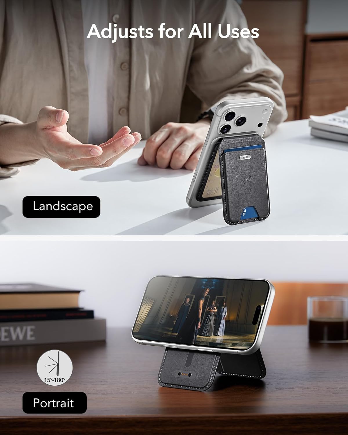 Thumbnail 6 de ESR Geo for MagSafe Wallet with Full Find My, 5-Card Holder, RFID Blocking & Adjustable Stand (Black)