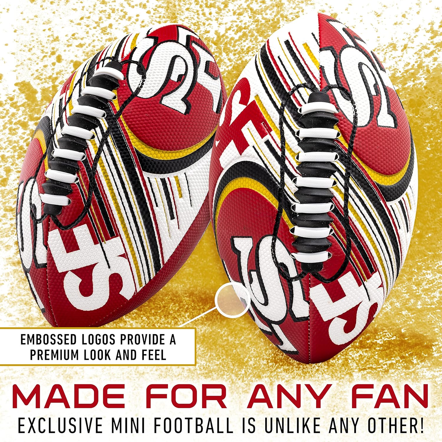 Detalle 2 de Franklin Sports 70152F12Z 49ers Mini Football, 8.5-Inch Soft Foam