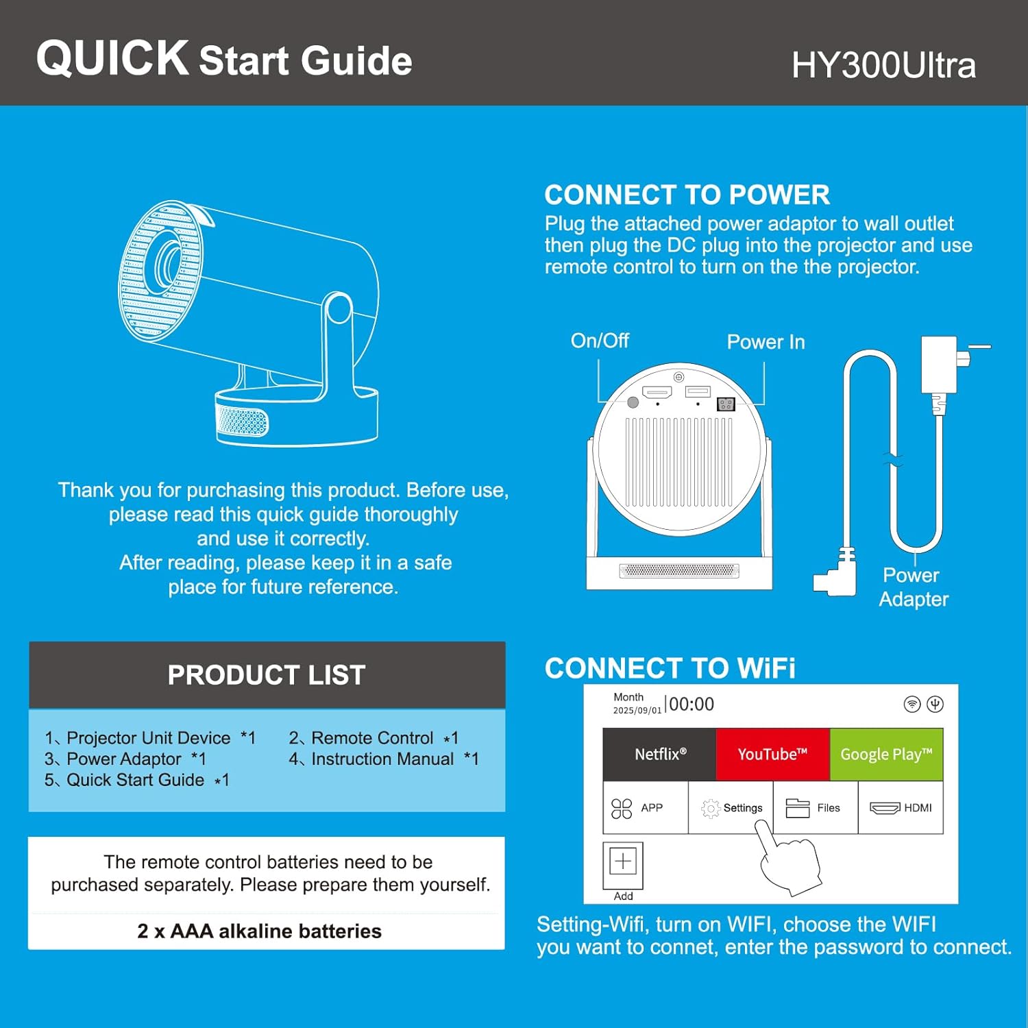 Thumbnail 6 de HY300Ultra Mini Projector: Compact 4K-capable, WiFi 6 & Bluetooth, 210° Rotatable