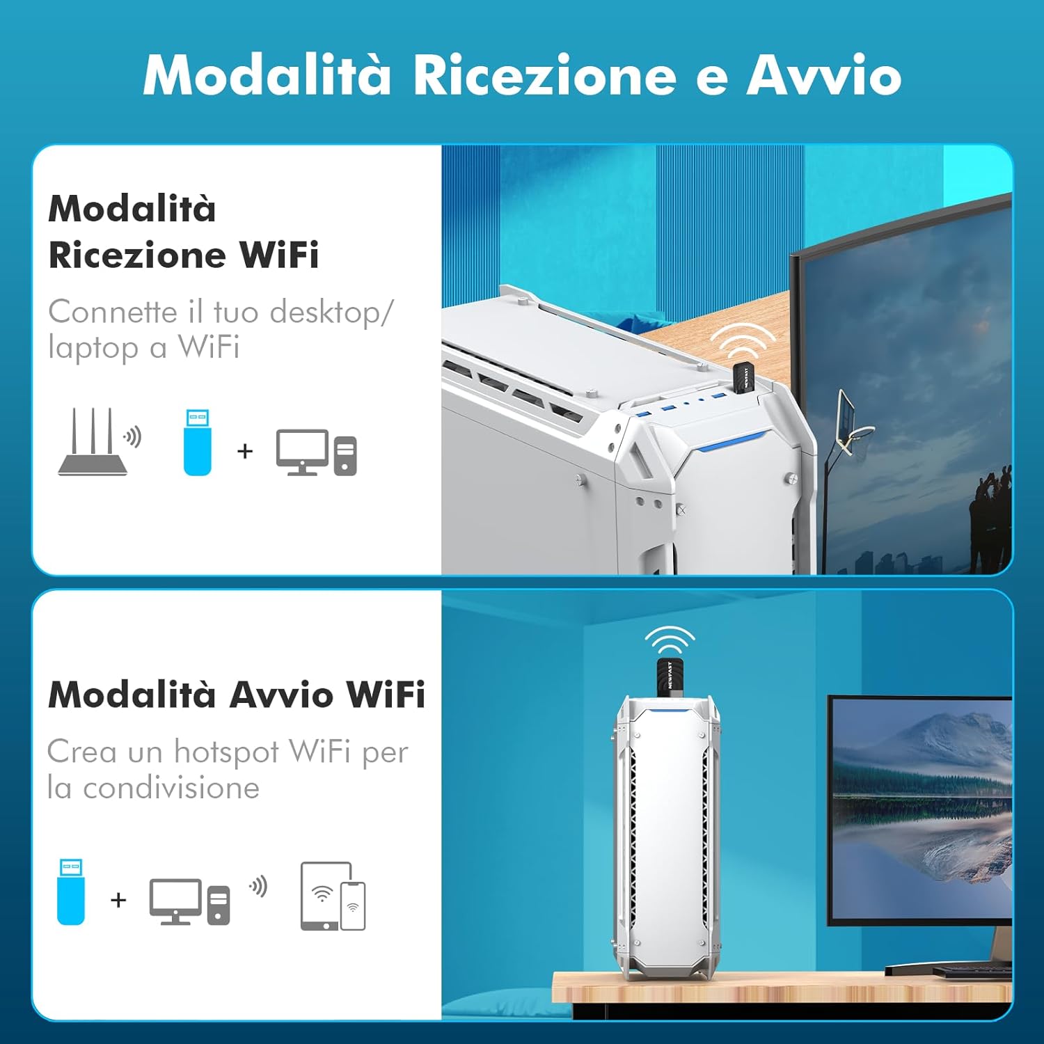 Thumbnail 6 de NEWFAST NF-U323V1 Adattatore WiFi USB AC1300 1300 Mbps 📶