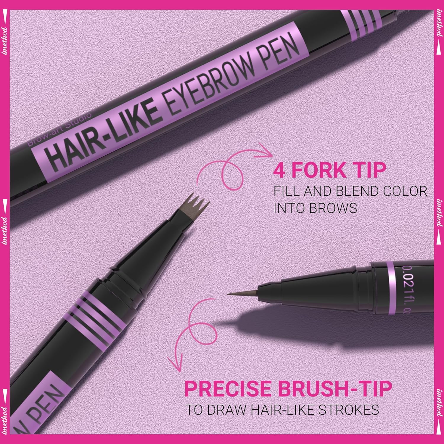 Detalle 2 de iMethod Eyebrow Pen 2-in-1 Magic Brow Pencil (Dark Brown) with 4-Fork Tip + Precise Brush Tip