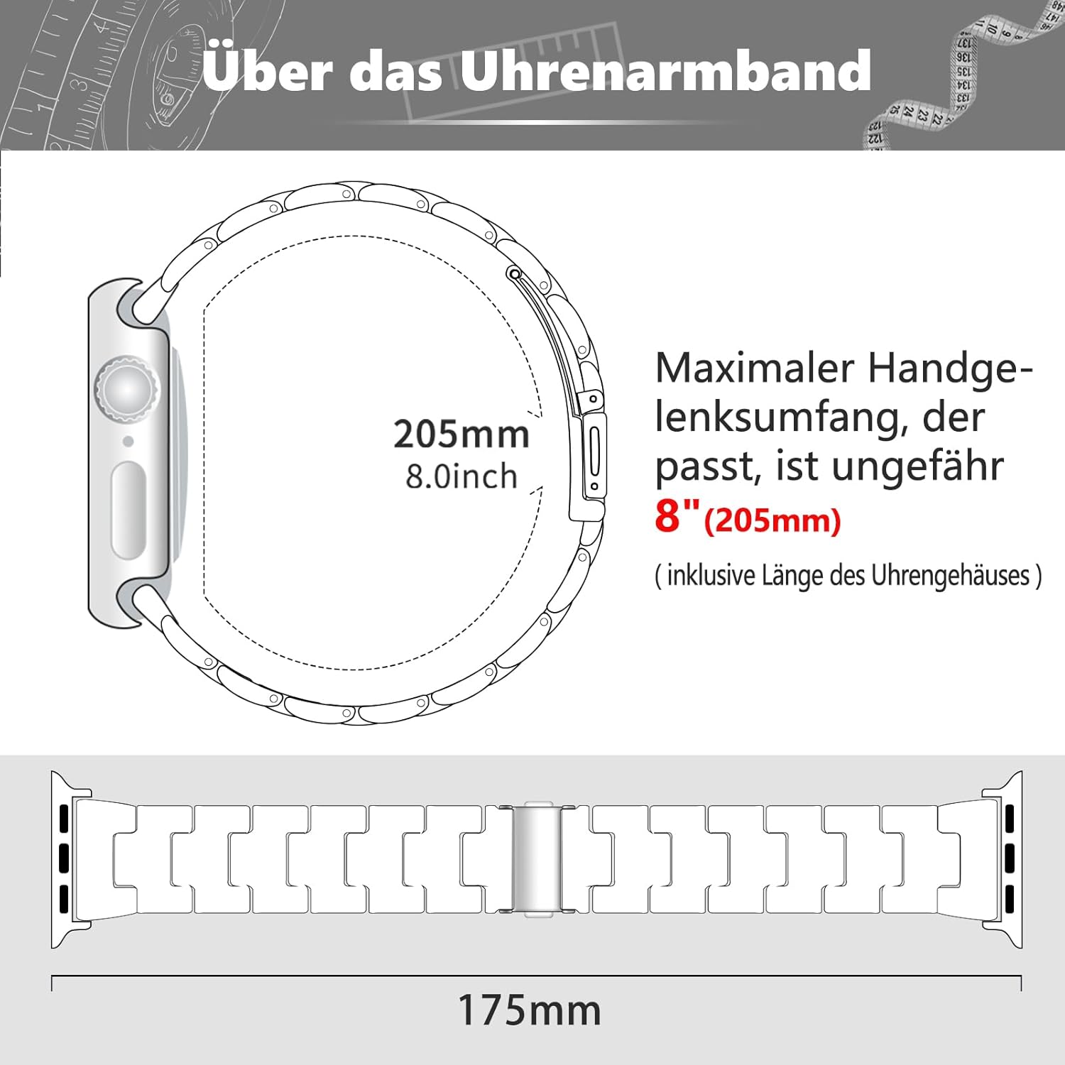 Thumbnail 2 de BINLUN Resin Apple Watch Strap — 38–49mm, Quick-Release, 14 Colours