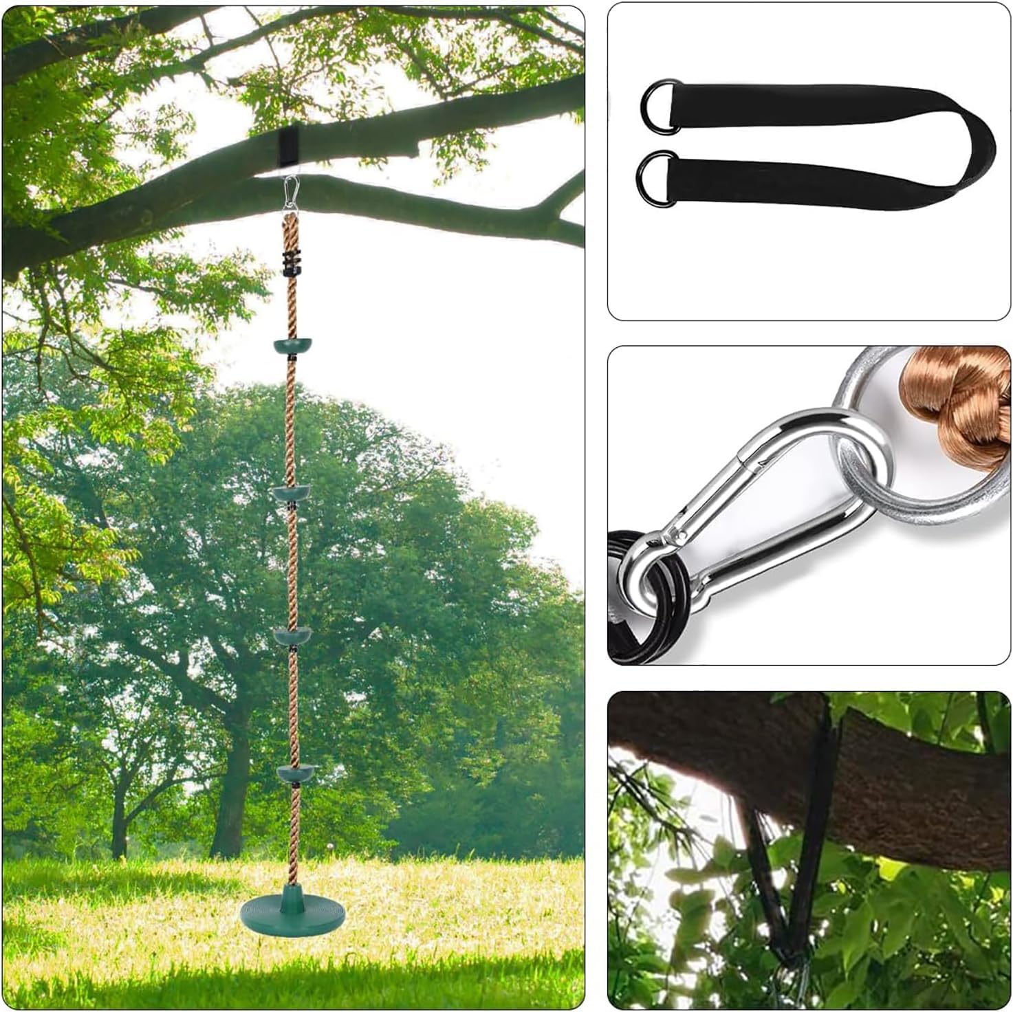 Thumbnail 3 de Ausbond Kletterseil-Schaukel für Kinder – Outdoor-Schaukel mit verstellbarer Seillänge bis 200 kg