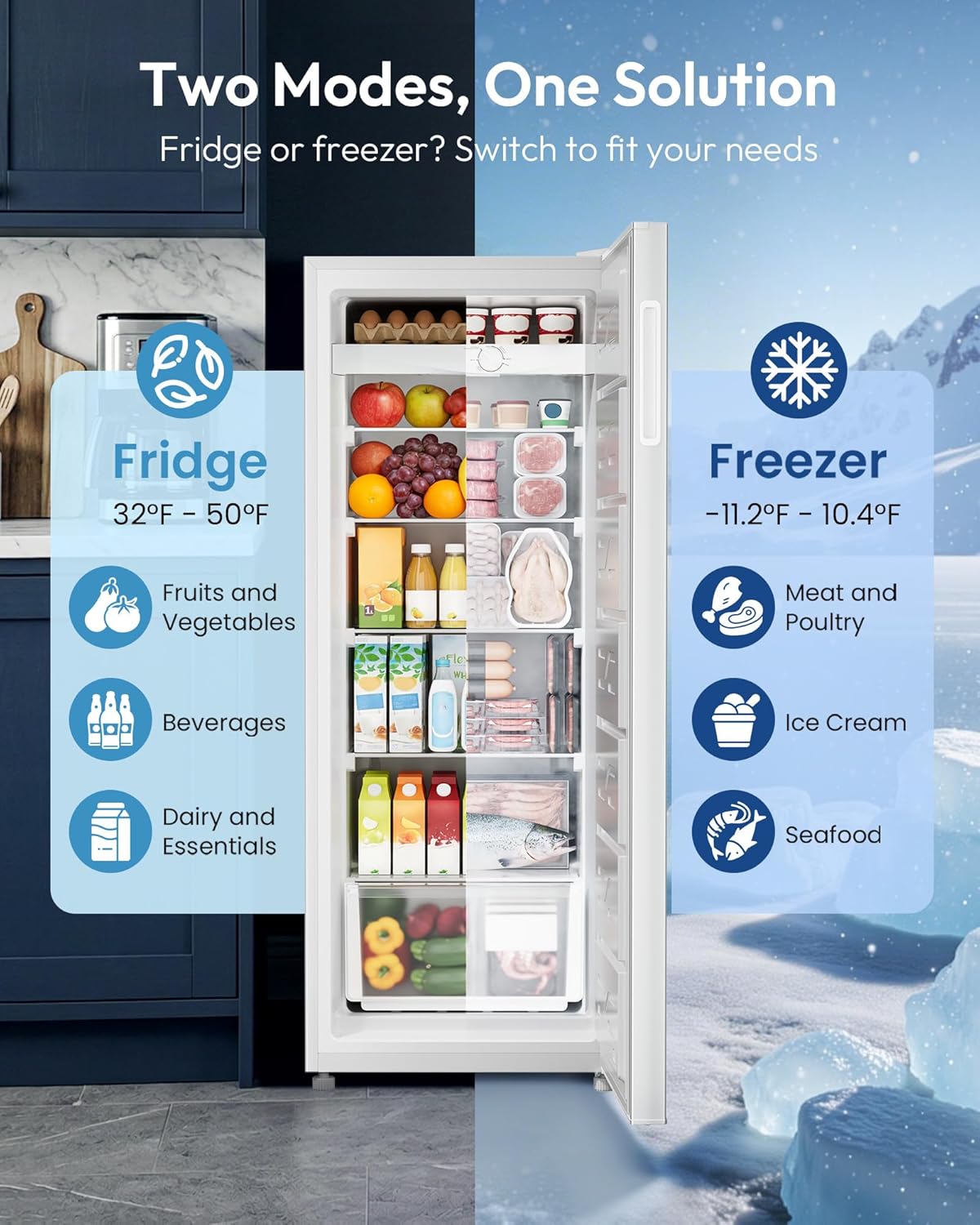 Detalle de ICEVIVAL UF003-68 7 cu. ft. Convertible Upright Freezer with 5 Shelves