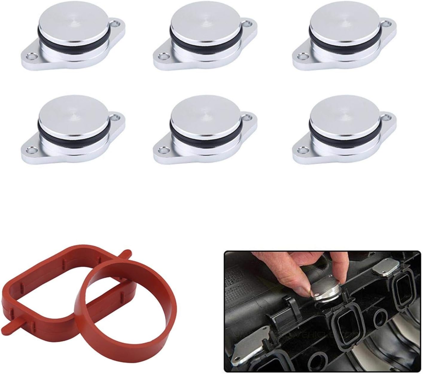Detalle de Yctze Swirl Flap – blindpluggar för insugsrör, 6 × 33 mm med packningar